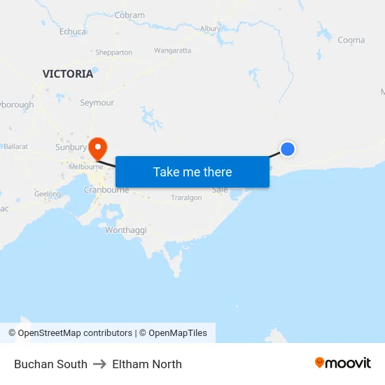Buchan South to Eltham North map