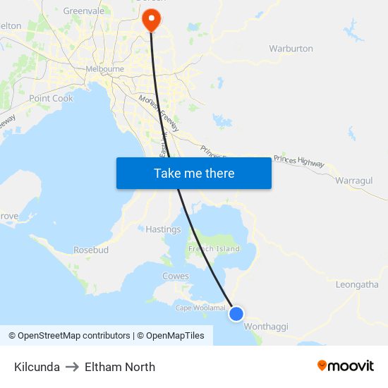 Kilcunda to Eltham North map