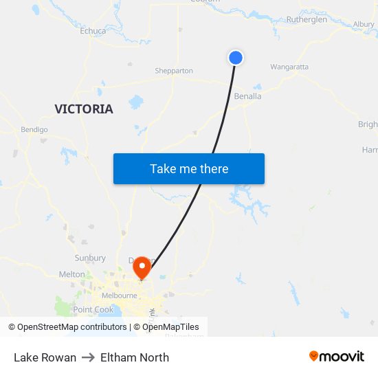 Lake Rowan to Eltham North map