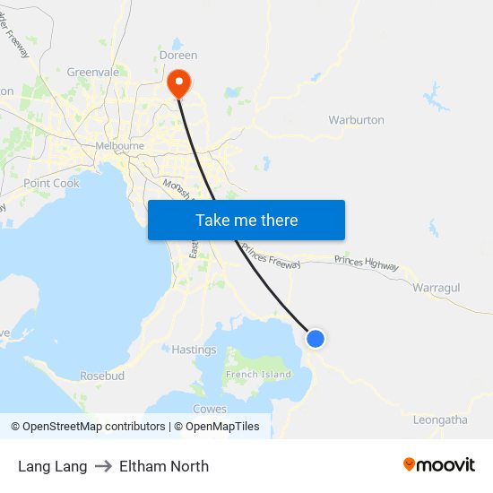 Lang Lang to Eltham North map