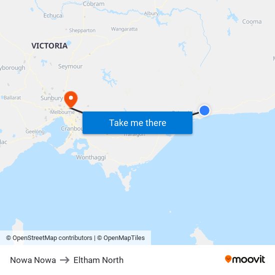 Nowa Nowa to Eltham North map