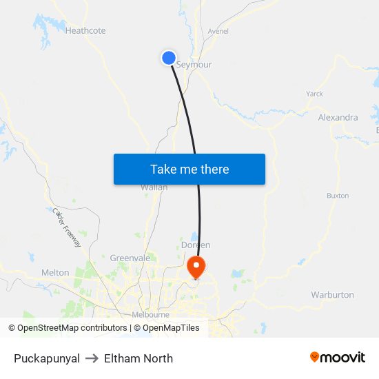 Puckapunyal to Eltham North map