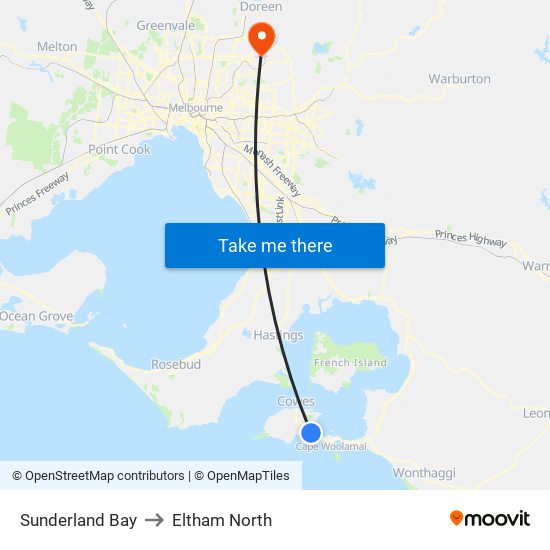 Sunderland Bay to Eltham North map