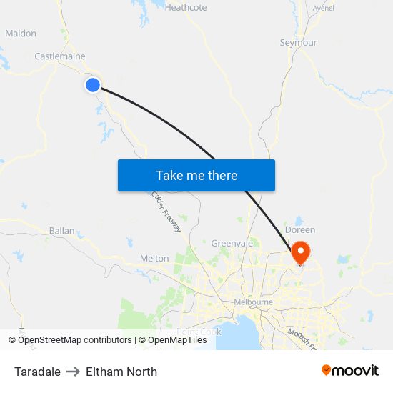 Taradale to Eltham North map