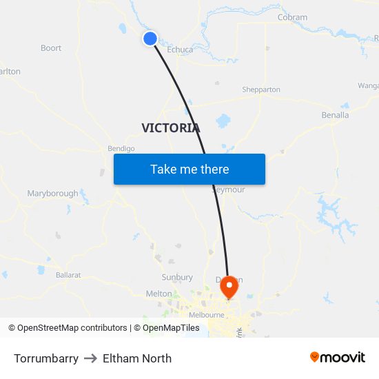 Torrumbarry to Eltham North map