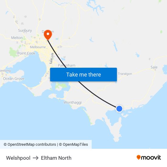 Welshpool to Eltham North map