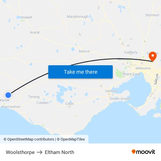 Woolsthorpe to Eltham North map