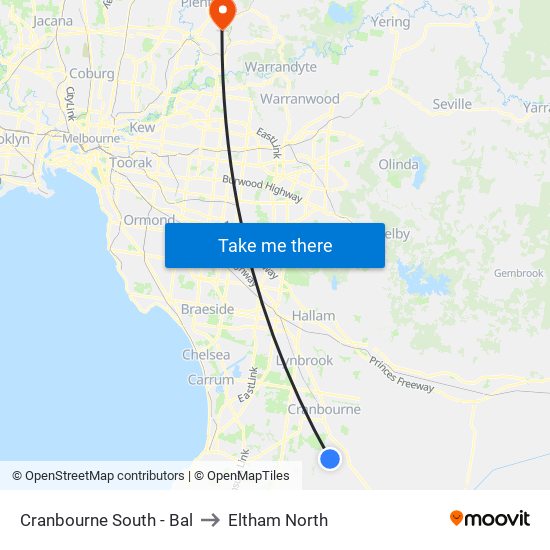 Cranbourne South - Bal to Eltham North map