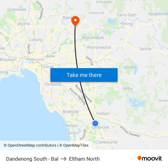 Dandenong South - Bal to Eltham North map