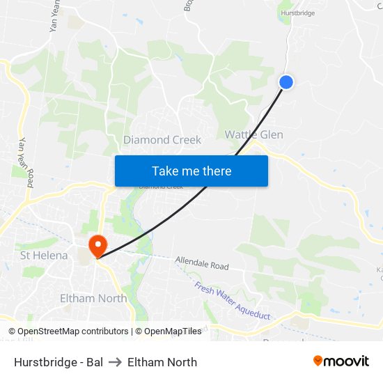 Hurstbridge - Bal to Eltham North map