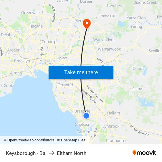 Keysborough - Bal to Eltham North map