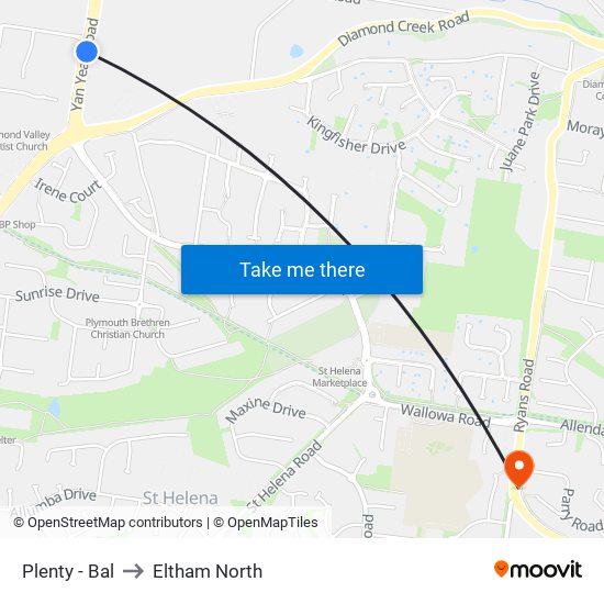 Plenty - Bal to Eltham North map