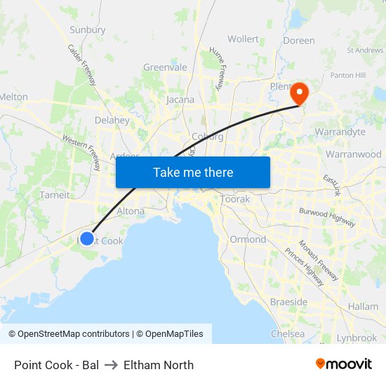 Point Cook - Bal to Eltham North map