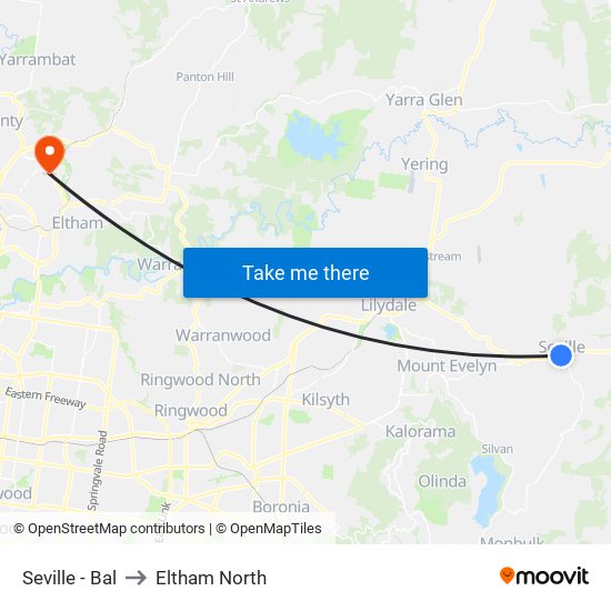 Seville - Bal to Eltham North map