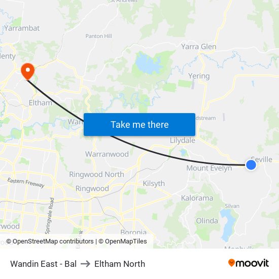 Wandin East - Bal to Eltham North map