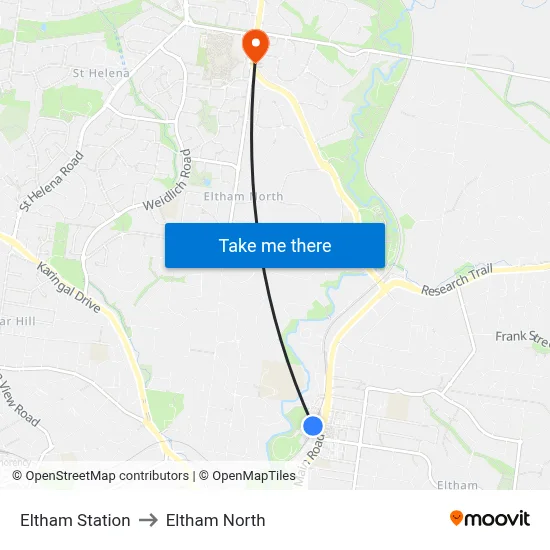 Eltham Station to Eltham North map