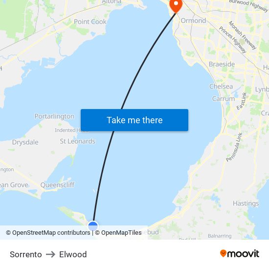 Sorrento to Elwood map