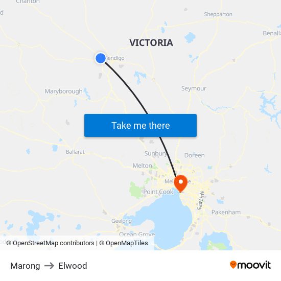 Marong to Elwood map