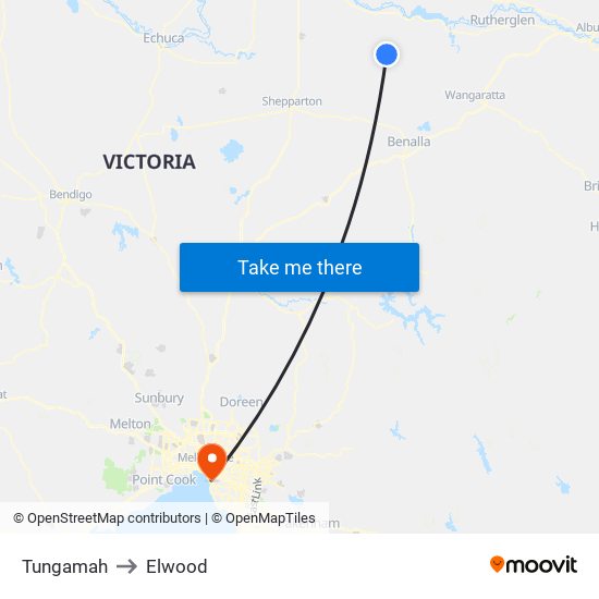 Tungamah to Elwood map