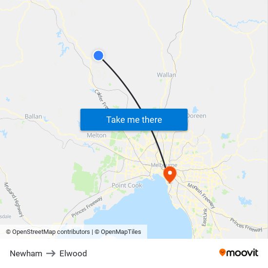 Newham to Elwood map