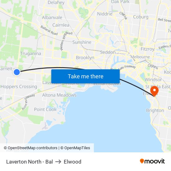 Laverton North - Bal to Elwood map