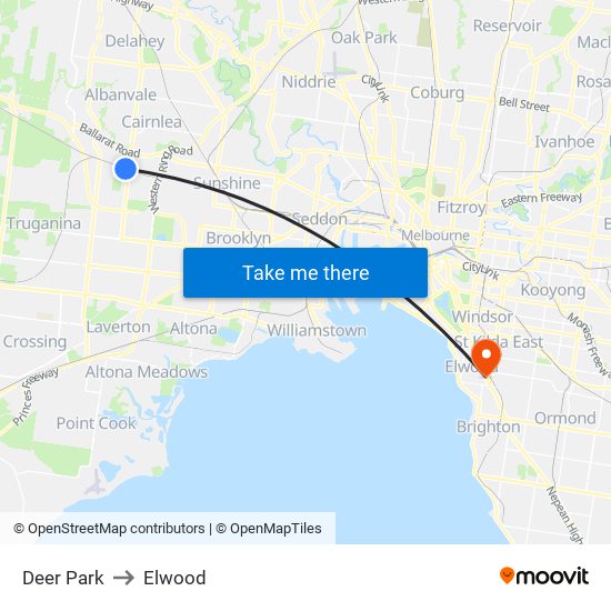 Deer Park to Elwood map