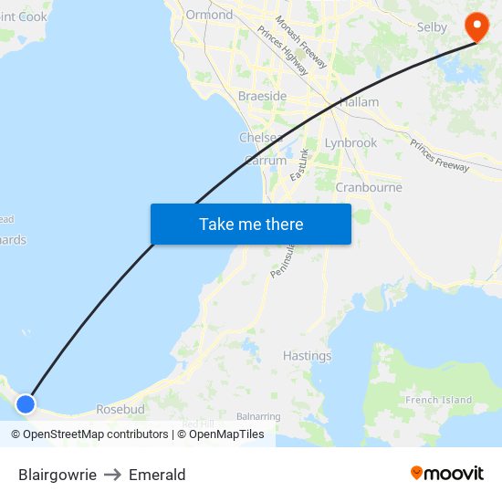 Blairgowrie to Emerald map