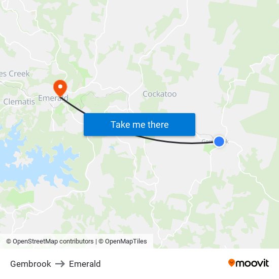 Gembrook to Emerald map