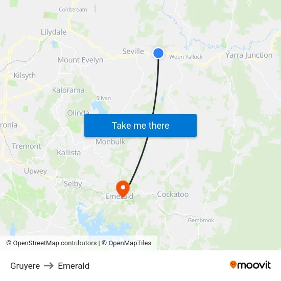 Gruyere to Emerald map
