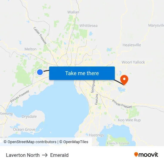Laverton North to Emerald map