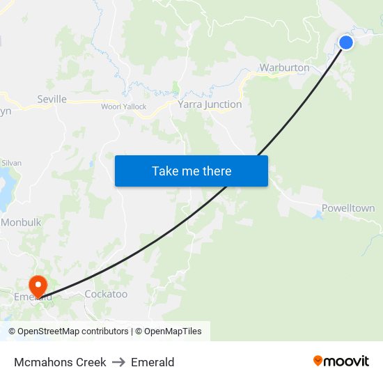 Mcmahons Creek to Emerald map