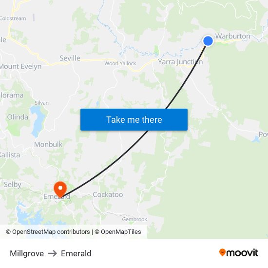 Millgrove to Emerald map