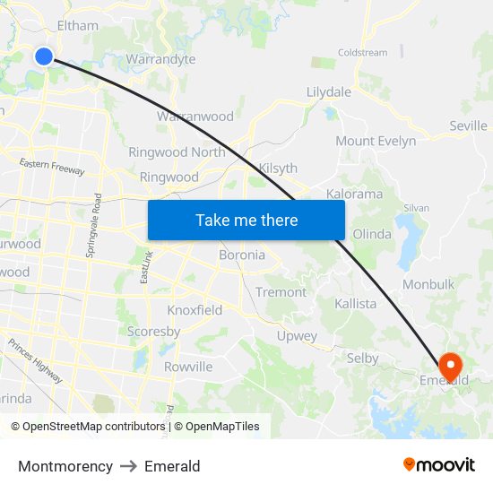 Montmorency to Emerald map