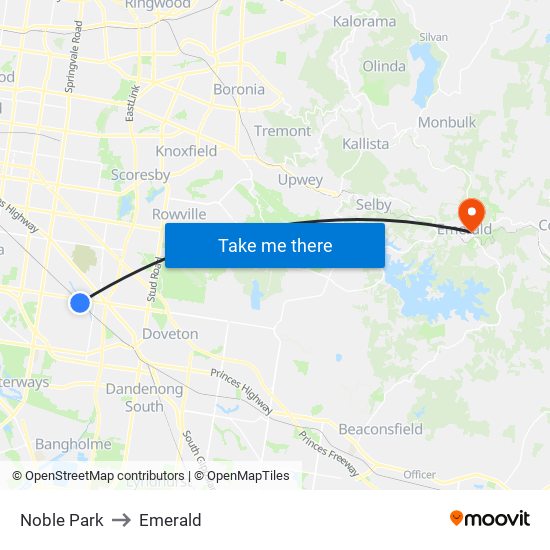 Noble Park to Emerald map