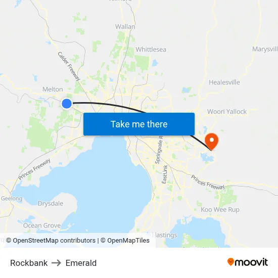 Rockbank to Emerald map
