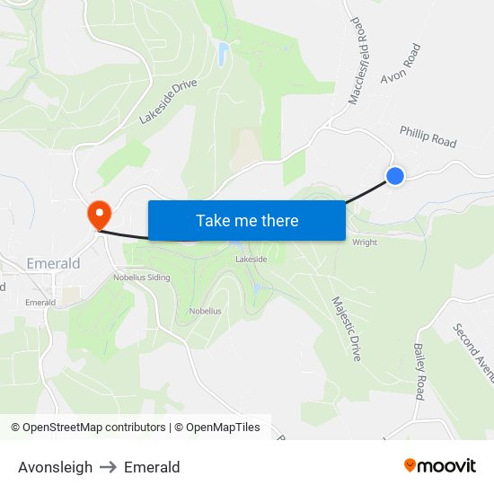 Avonsleigh to Emerald map