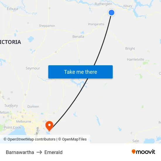 Barnawartha to Emerald map