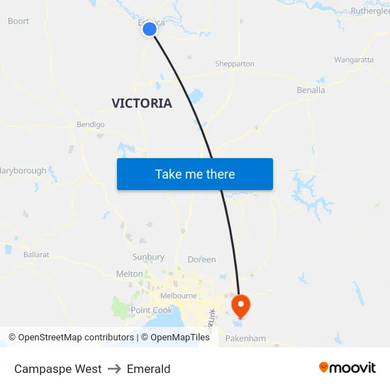 Campaspe West to Emerald map