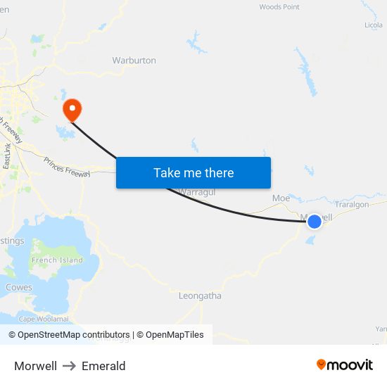 Morwell to Emerald map