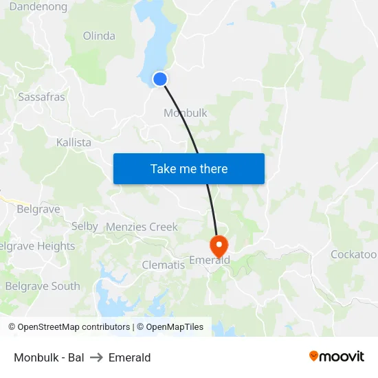 Monbulk - Bal to Emerald map
