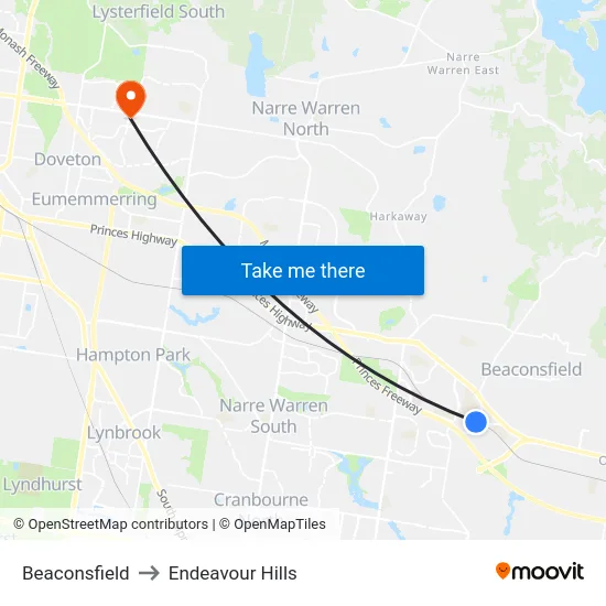 Beaconsfield to Endeavour Hills map