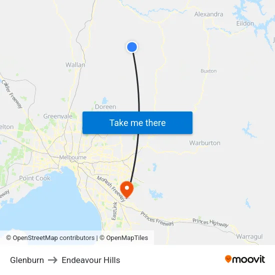 Glenburn to Endeavour Hills map