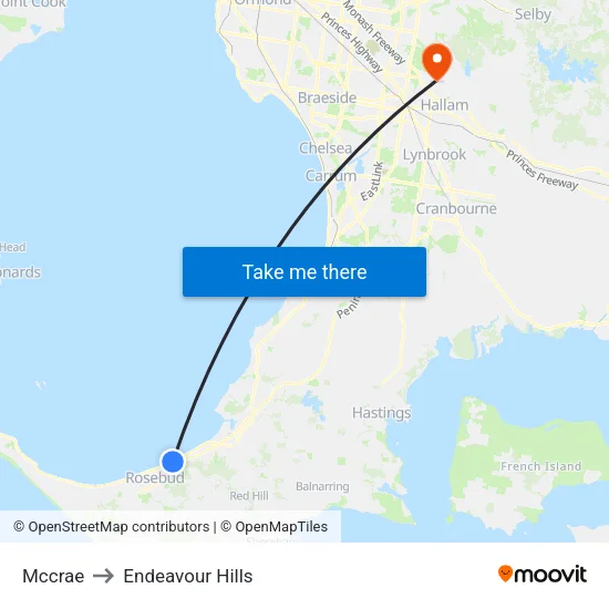 Mccrae to Endeavour Hills map