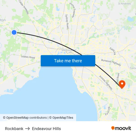 Rockbank to Endeavour Hills map