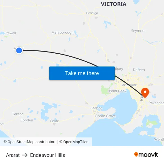 Ararat to Endeavour Hills map