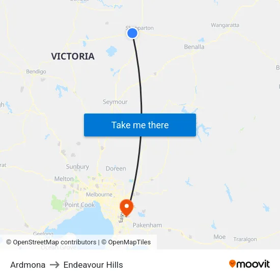 Ardmona to Endeavour Hills map