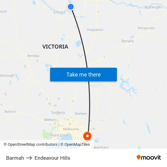 Barmah to Endeavour Hills map