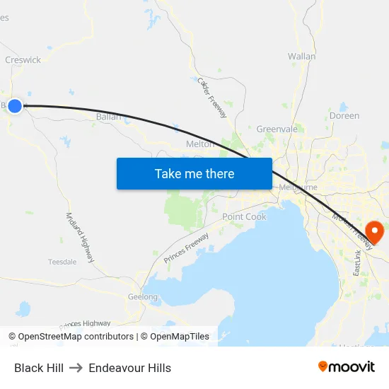 Black Hill to Endeavour Hills map