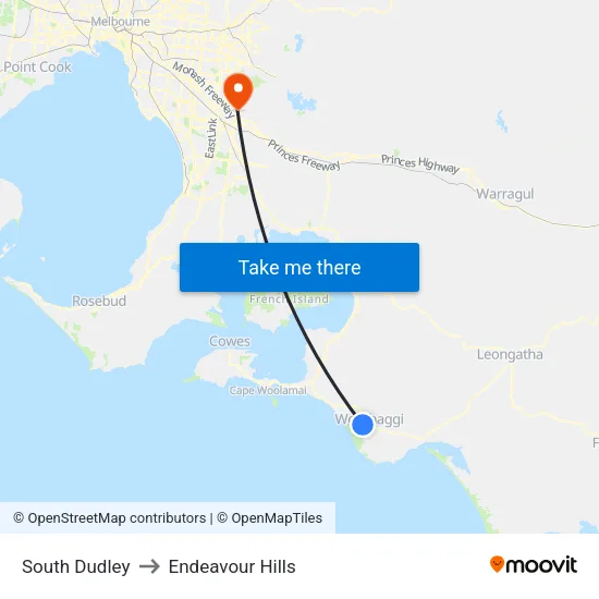 South Dudley to Endeavour Hills map