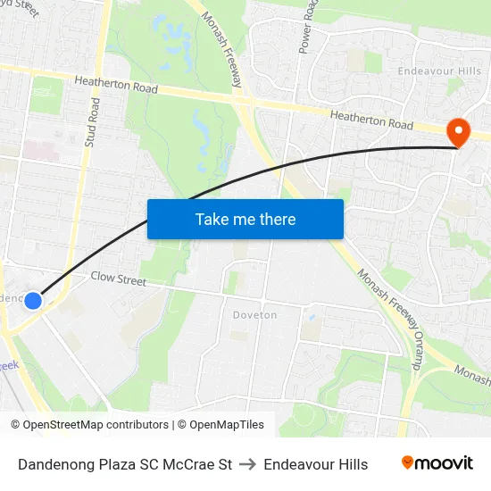 Dandenong Plaza SC McCrae St to Endeavour Hills map